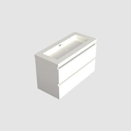 Dutchline Badmeubel Onderkast – Glans Wit – 100x46cm – 2 Lades – 1 Uitsparing