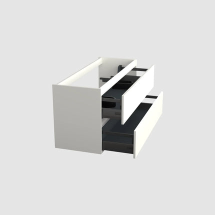 Dutchline Badmeubel Onderkast - Glans Wit - 120x46cm - 2 Lades - 2 Uitsparingen