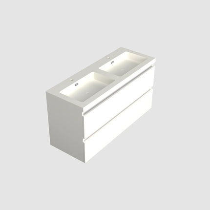 Dutchline Badmeubel Onderkast - Glans Wit - 120x46cm - 2 Lades - 2 Uitsparingen