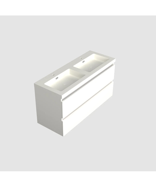 Dutchline Badmeubel Onderkast - Glans Wit - 120x46cm - 2 Lades - 2 Uitsparingen
