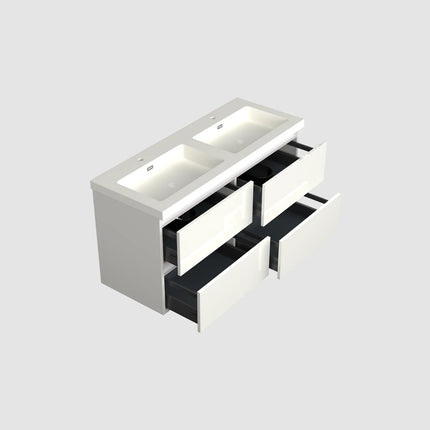 Dutchline Badmeubel Onderkast - Glans Wit - 120x46cm - 4 Lades - 2 Uitsparingen