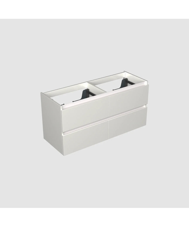 Dutchline Badmeubel Onderkast - Glans Wit - 120x46cm - 4 Lades - 2 Uitsparingen