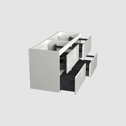 Dutchline Badmeubel Onderkast - Glans Wit - 120x46cm - 4 Lades - 2 Uitsparingen