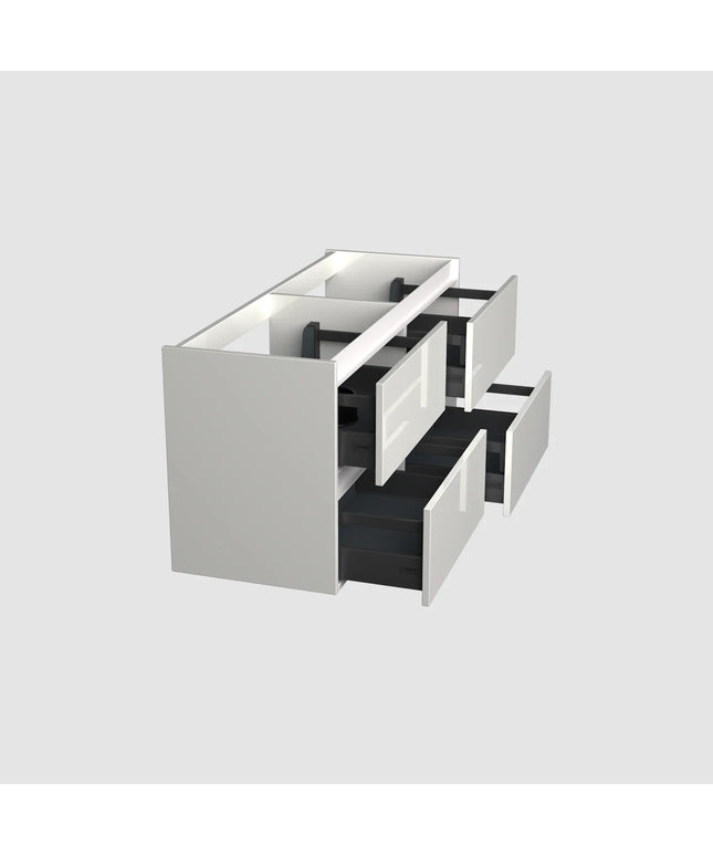 Dutchline Badmeubel Onderkast - Glans Wit - 120x46cm - 4 Lades - 2 Uitsparingen