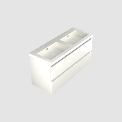 Dutchline Badmeubel Onderkast - Glans Wit - 120x46cm - 4 Lades - 2 Uitsparingen