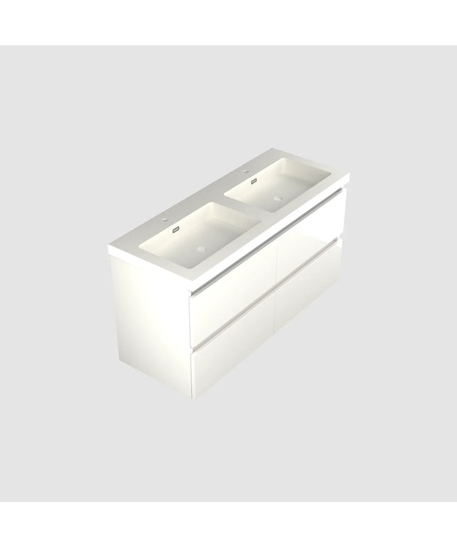 Dutchline Badmeubel Onderkast - Glans Wit - 120x46cm - 4 Lades - 2 Uitsparingen
