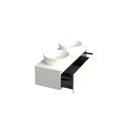 Dutchline Badmeubel Onderkast - Glans Wit - 120x46cm - 1 Lade - 2 Uitsparingen
