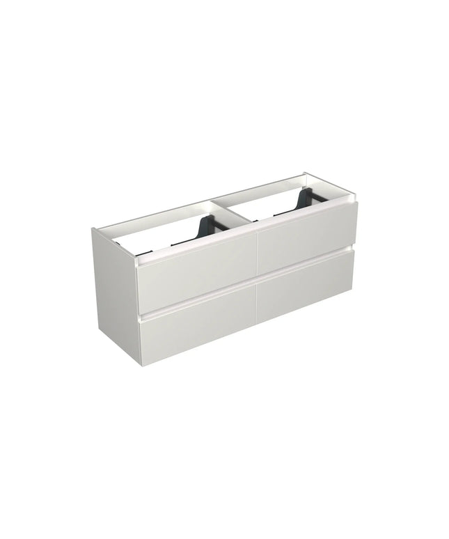 Dutchline Badmeubel Onderkast - Glans Wit - 140x46cm - 4 Lades - 2 Uitsparingen