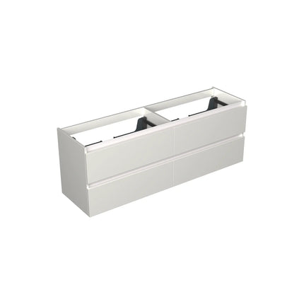 Dutchline Badmeubel Onderkast - Glans Wit - 160x46cm - 4 Lades - 2 Uitsparingen