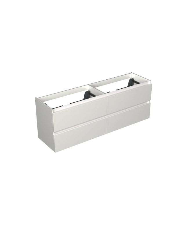 Dutchline Badmeubel Onderkast - Glans Wit - 160x46cm - 4 Lades - 2 Uitsparingen