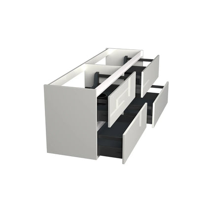 Dutchline Badmeubel Onderkast - Glans Wit - 160x46cm - 4 Lades - 2 Uitsparingen
