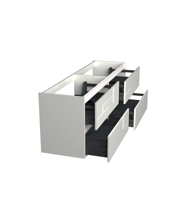 Dutchline Badmeubel Onderkast - Glans Wit - 160x46cm - 4 Lades - 2 Uitsparingen