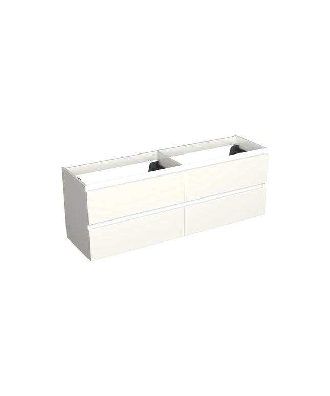 Dutchline Badmeubel Onderkast - Glans Wit - 200x46cm - 4 Lades - 2 Uitsparingen