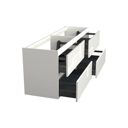 Dutchline Badmeubel Onderkast - Glans Wit - 200x46cm - 4 Lades - 2 Uitsparingen