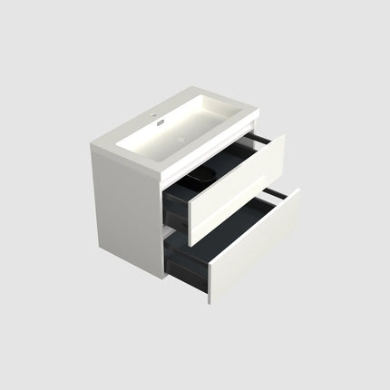 Dutchline Badmeubel Onderkast – Glans Wit – 80x46cm – 2 Lades – 1 Uitsparing