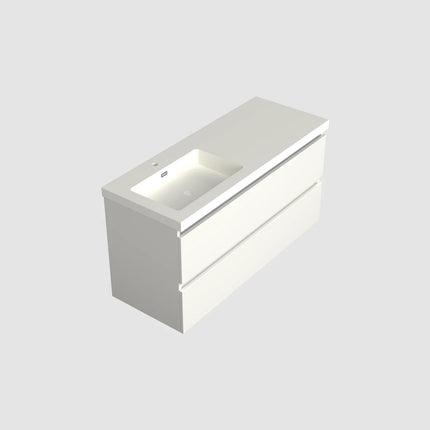 Dutchline Badmeubel Onderkast Links - Glans Wit - 120x46cm - 2 Lades - 1 Uitsparing