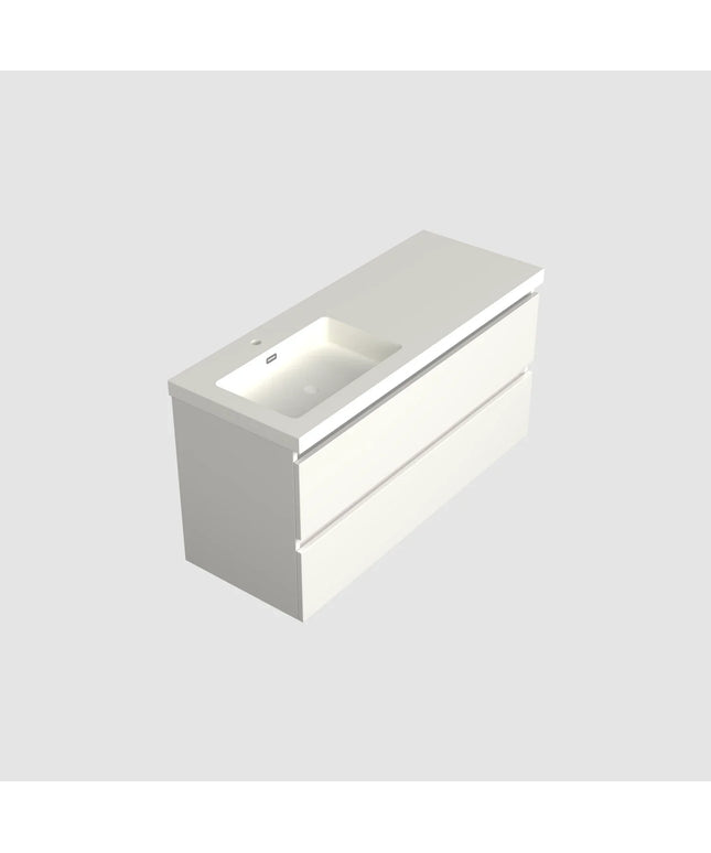 Dutchline Badmeubel Onderkast Links - Glans Wit - 120x46cm - 2 Lades - 1 Uitsparing