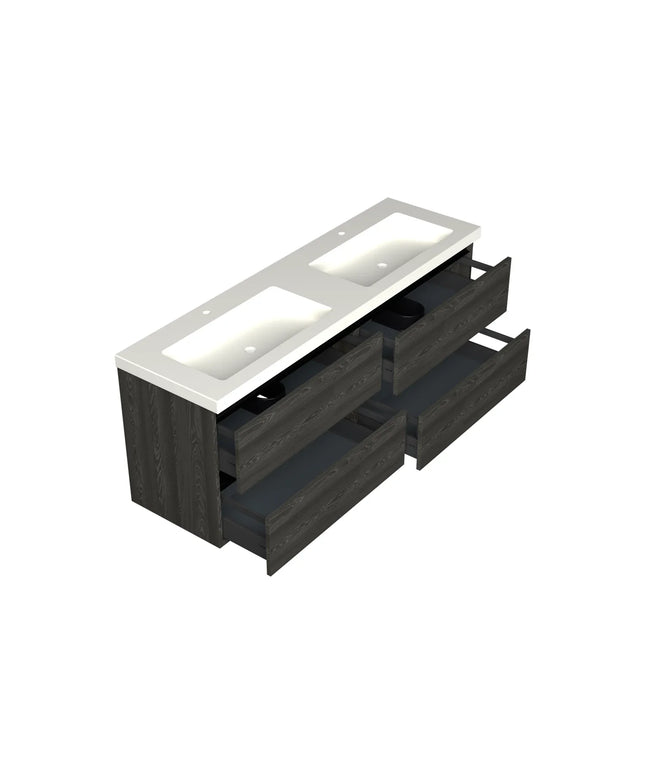 Dutchline Badmeubel Onderkast - Lumiere - 160x46cm - 4 Lades - 2 Uitsparingen
