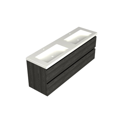 Dutchline Badmeubel Onderkast - Lumiere - 160x46cm - 4 Lades - 2 Uitsparingen