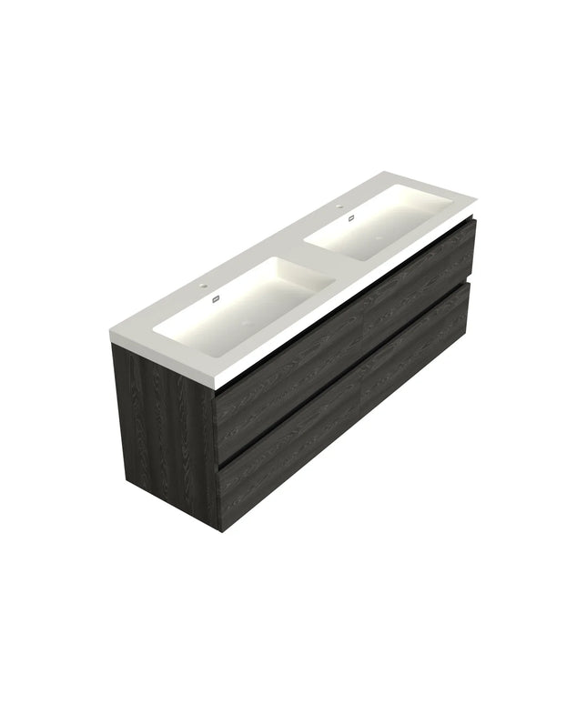 Dutchline Badmeubel Onderkast - Lumiere - 200x46cm - 4 Lades - 2 Uitsparingen