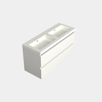 Dutchline Badmeubel Onderkast – Mat Wit – 120x46cm – 2 Lades – 2 Uitsparingen