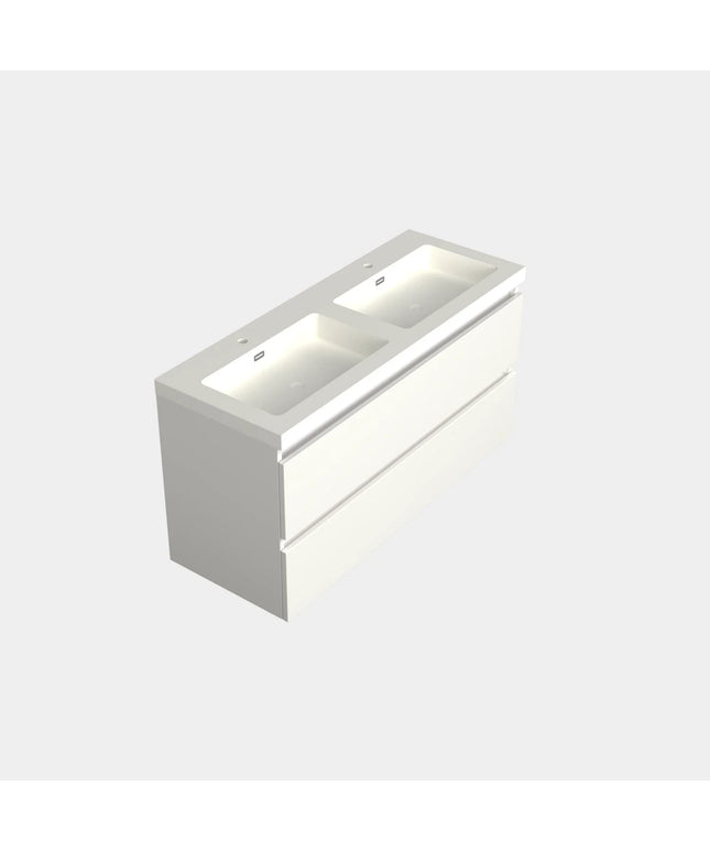 Dutchline Badmeubel Onderkast – Mat Wit – 120x46cm – 2 Lades – 2 Uitsparingen