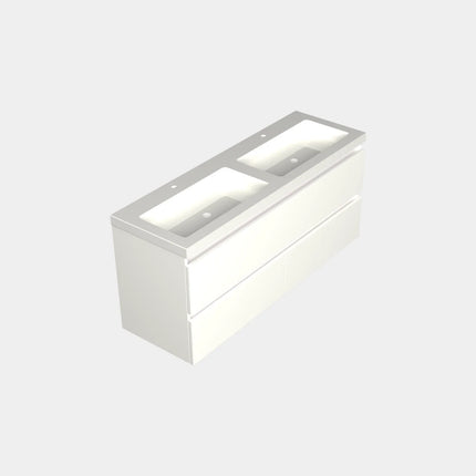 Dutchline Badmeubel Onderkast – Mat Wit – 140x46cm – 4 Lades – 2 Uitsparingen