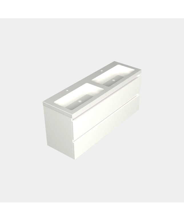 Dutchline Badmeubel Onderkast – Mat Wit – 140x46cm – 4 Lades – 2 Uitsparingen