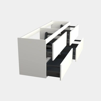 Dutchline Badmeubel Onderkast – Mat Wit – 200x46cm – 4 Lades – 2 Uitsparingen