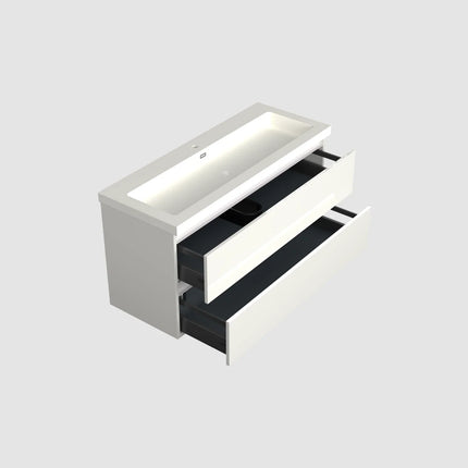 Dutchline Badmeubel Onderkast Midden - Glans Wit - 120x46cm - 2 Lades - 1 Uitsparing