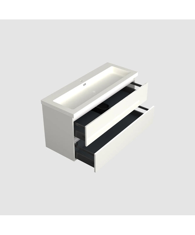 Dutchline Badmeubel Onderkast Midden - Glans Wit - 120x46cm - 2 Lades - 1 Uitsparing