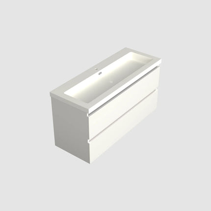 Dutchline Badmeubel Onderkast Midden - Glans Wit - 120x46cm - 2 Lades - 1 Uitsparing