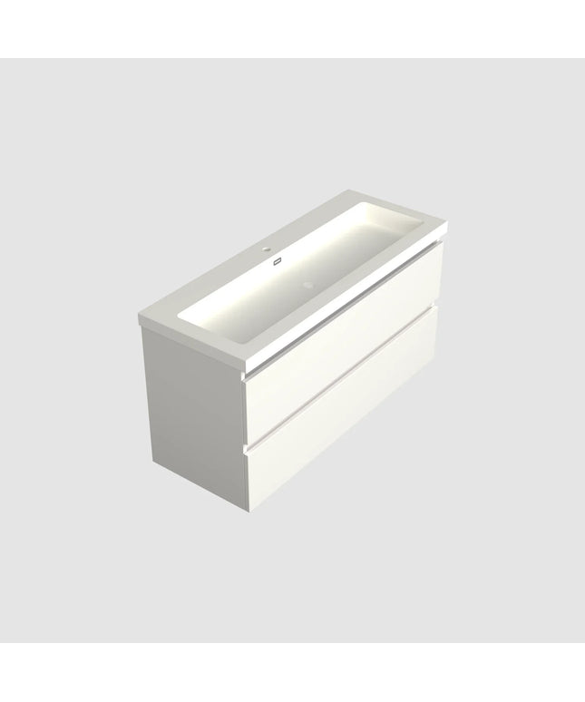 Dutchline Badmeubel Onderkast Midden - Glans Wit - 120x46cm - 2 Lades - 1 Uitsparing