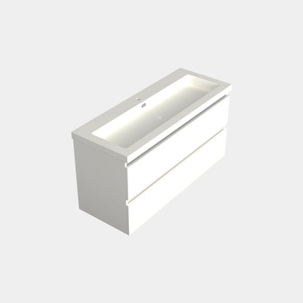 Dutchline Badmeubel Onderkast Midden – Mat Wit – 120x46cm – 2 Lades – 1 Uitsparing