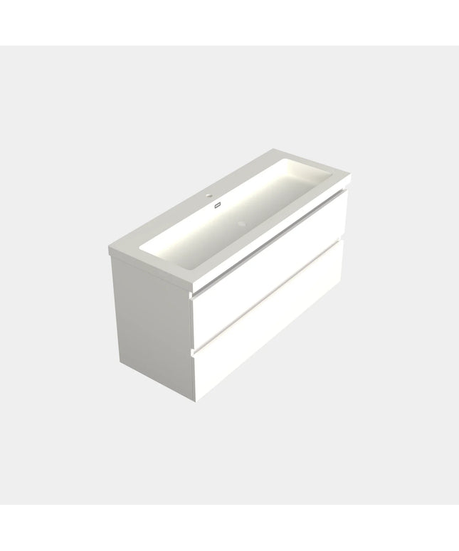 Dutchline Badmeubel Onderkast Midden – Mat Wit – 120x46cm – 2 Lades – 1 Uitsparing