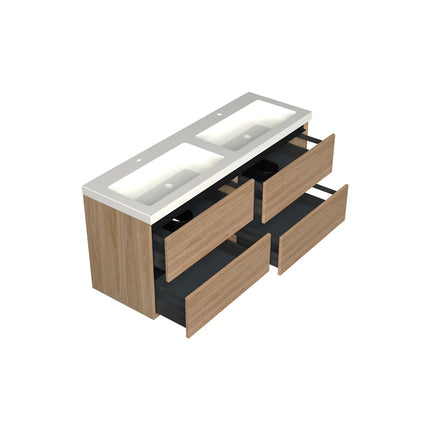 Dutchline Badmeubel Onderkast - Uludag - 140x46cm - 4 Lades - 2 Uitsparingen