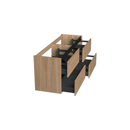 Dutchline Badmeubel Onderkast - Uludag - 140x46cm - 4 Lades - 2 Uitsparingen