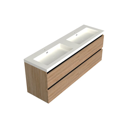 Dutchline Badmeubel Onderkast - Uludag - 200x46cm - 4 Lades - 2 Uitsparingen
