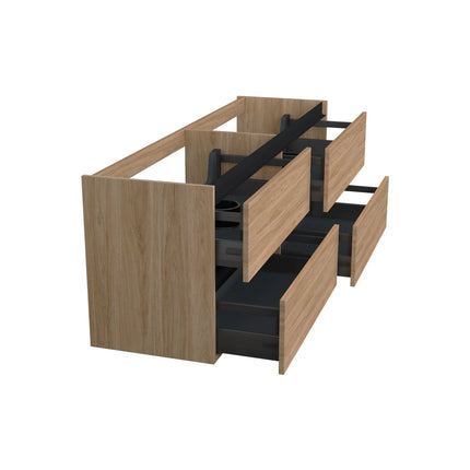 Dutchline Badmeubel Onderkast - Uludag - 200x46cm - 4 Lades - 2 Uitsparingen
