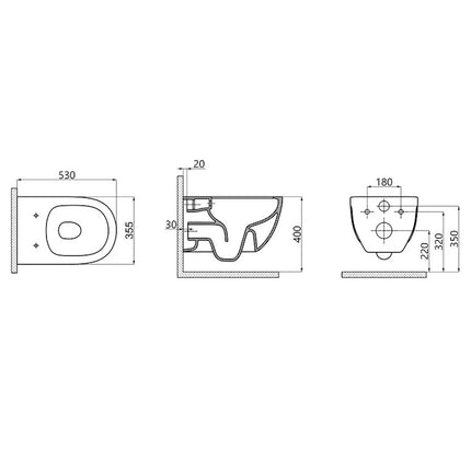 DutchLine - Brilla Hangtoilet - Glans Wit - 530x355mm