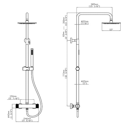DutchLine - Thermostatische Doucheset Grip-300 - Geborsteld Koper