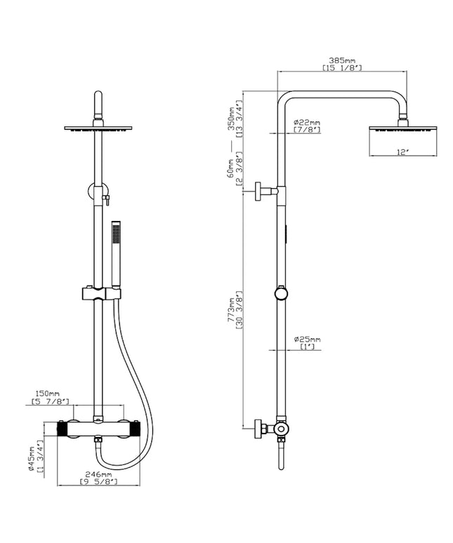 DutchLine - Thermostatische Doucheset Grip-300 - Mat Zwart