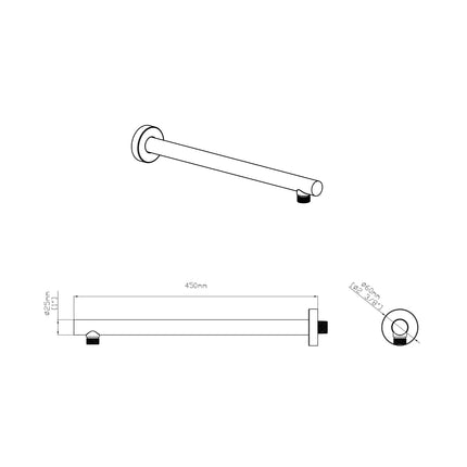 DutchLine - Grip Douchearm 450mm – Chroom