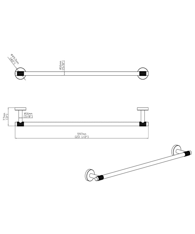 DutchLine - Grip Serie Handdoekrek – Geborsteld Messing Goud/Zwart