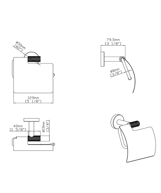 DutchLine - Grip Toilethouder Met Klep – Chroom