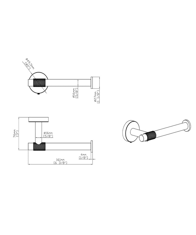 DutchLine - Grip Toiletrolhouder – Geborsteld Messing Goud met zwart