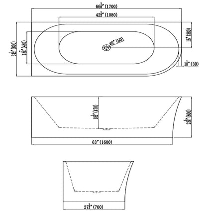 DutchLine - Half Vrijstaand Hoekbad Links - Mat Wit - 1700x800x600