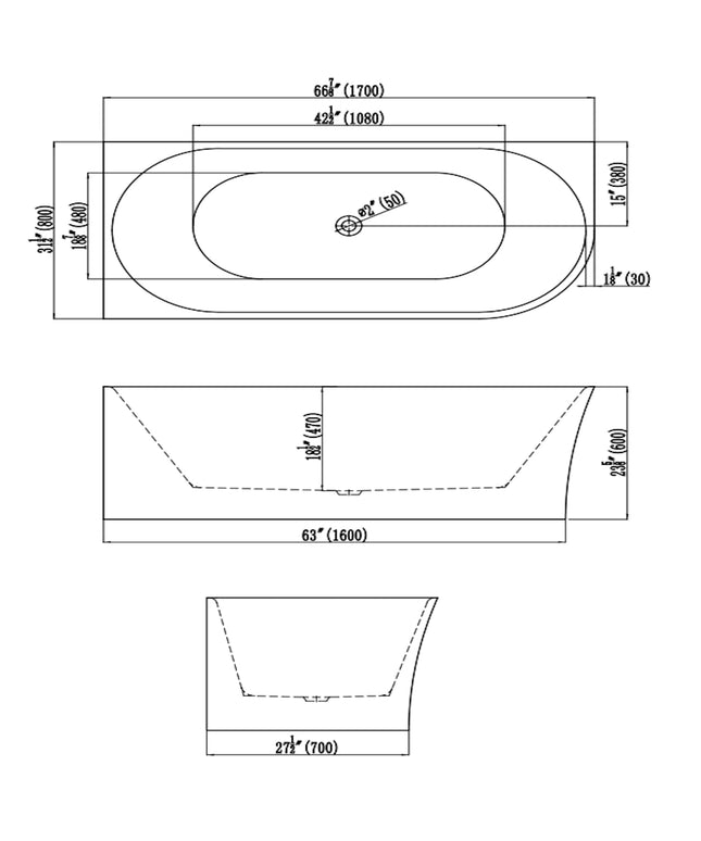 DutchLine - Half Vrijstaand Hoekbad Links - Mat Wit - 1700x800x600