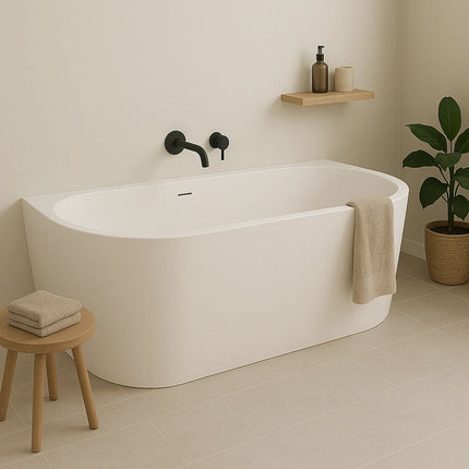 DutchLine Half-vrijstaand Ligbad - Mat Wit - 1800x800x580
