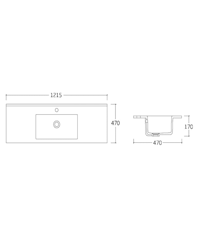 DutchLine - Ondiep Keramiek 60 - Met kraangat - Glans wit - 610x360x150